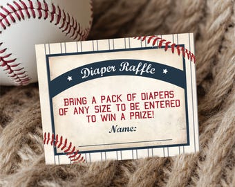 Baseball Baby Shower Diaper Raffle Ticket. Baseball Diaper Raffle. Diaper Raffle. Baseball Baby Shower Game.