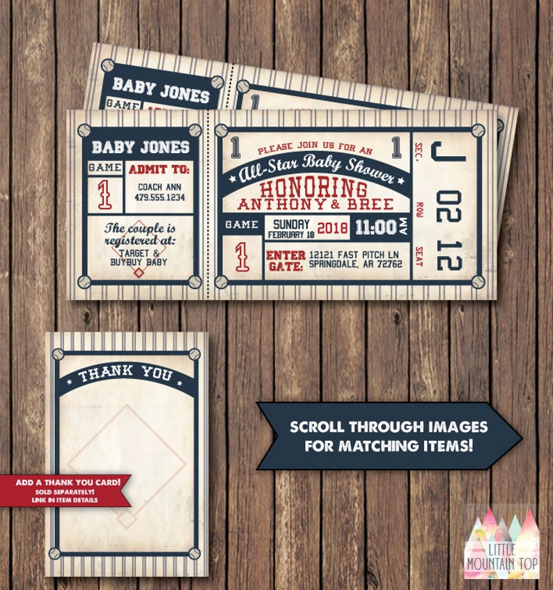 Baseball Baby Shower Invitation Baseball Baby Shower Invite DIY Printable or Printed Invitations afbeelding 1