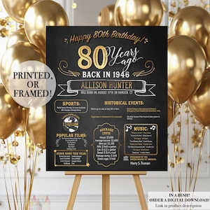 80th Birthday Poster. 80th Birthday Chalkboard. 80th Birthday Board. 80th Anniversary Poster. 80th Birthday Banner. 80th Birthday Gift. 1946 Bild 5