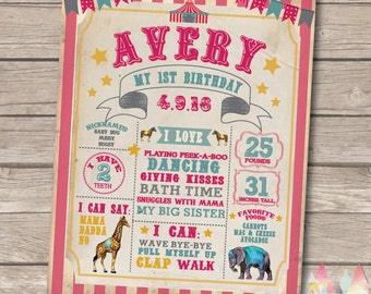 Circus First Birthday Poster. Circus Birthday Poster. Circus First Birthday. First Birthday Poster. Pink Circus Party. Circus Birthday. Pink