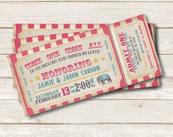 Circus Baby Shower Invitation - Circus Baby Shower Invite - Carnival DIY Printable or Printed Invitations