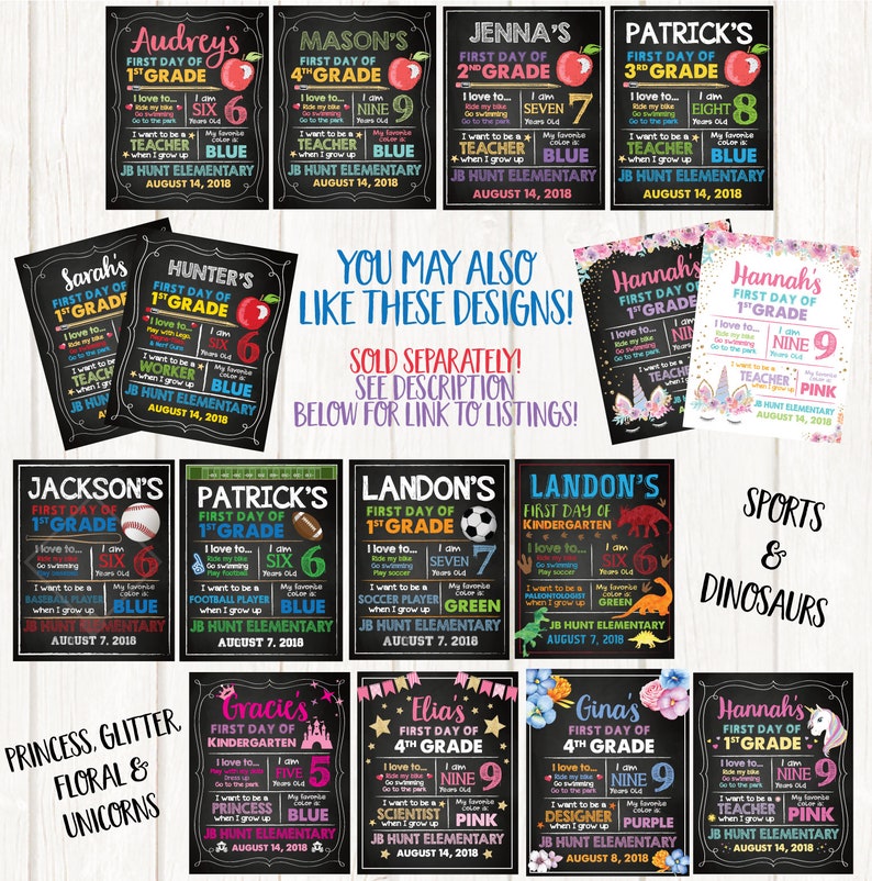 First Day of School Sign Digital OR Printed Poster. First Day of School Chalkboard. Back to School Sign. Unicorn First Day Of School Sign image 2
