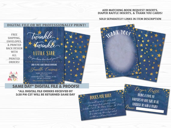 twinkle twinkle little star baby shower invitations etsy