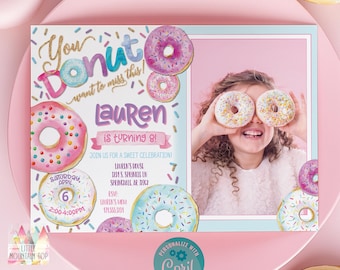 Donut Birthday Invitation. Donut Invitation. Donut Birthday Party. Donut Party. Sprinkles. Sweet Celebration. Donut Digital Invitation.