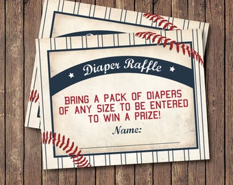 Baseball Baby Shower Diaper Raffle Ticket. Baseball Diaper Raffle. Diaper Raffle. Baseball Baby Shower Game.