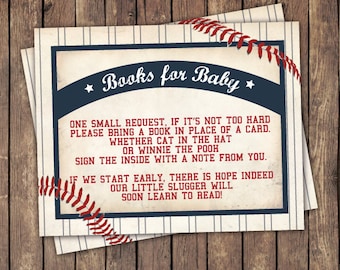 Baseball Baby Shower Book Request. Baseball Book Insert. Book Insert. Baseball Baby Shower Insert.