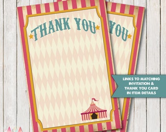 Pink Circus Thank You Card