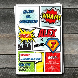 Superhero Invitation. Super hero Invitation. Superhero Party. Superhero Birthday Invitation. DIY Printable OR Printed Invitations