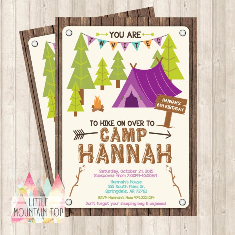 Camping Invitation Camping Birthday Invitation Sleepover Etsy