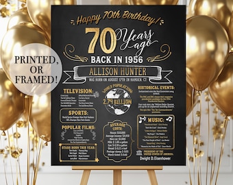 70th Birthday Poster. 70th Birthday Chalkboard. Back in 1956 Birthday. Digital OR Printed Poster. 70th Birthday Banner. 70th Birthday Gift