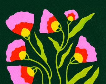 Folk Art Blooms Inkjet Print