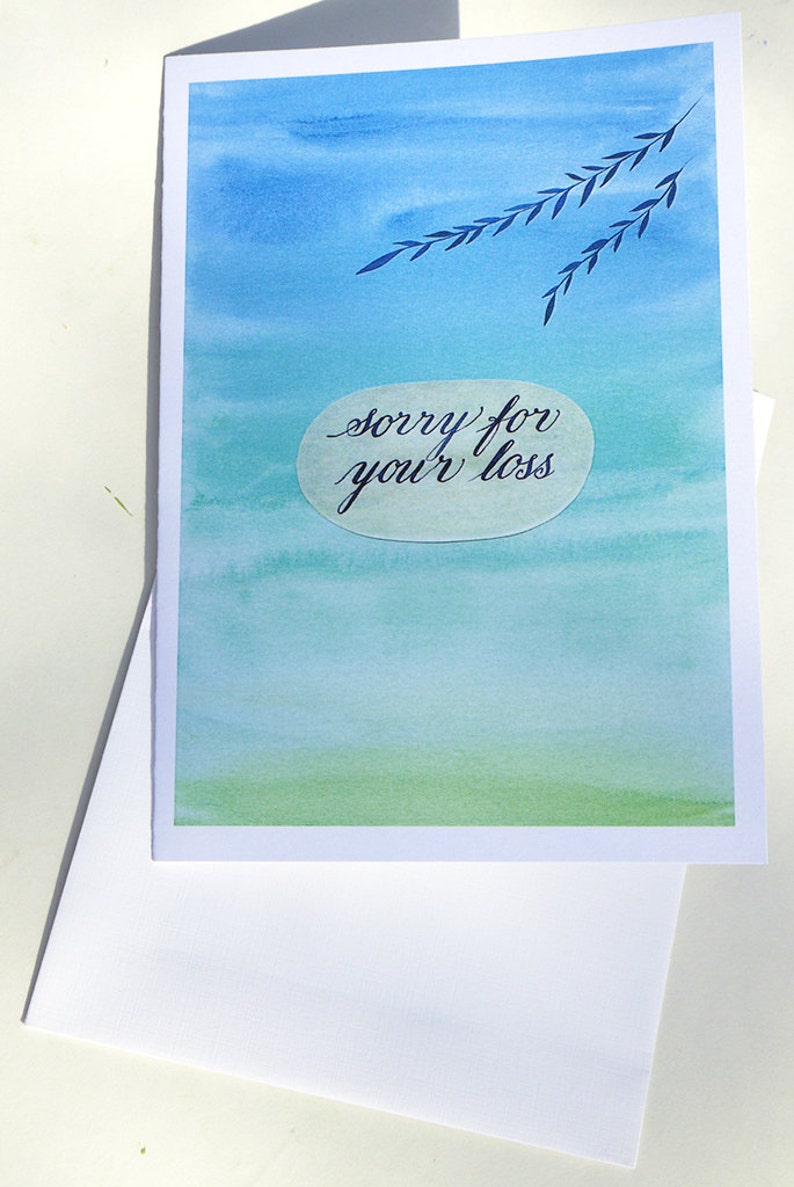 Loss Condolences blank inside Original drawing /& calligraphy Branches Envelope Funeral Sorry For Your Loss Card Passing Grieving
