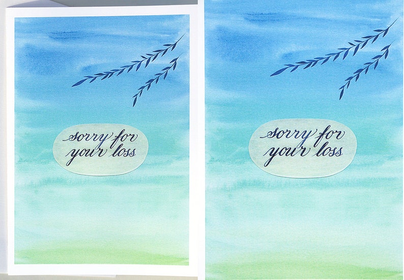 Loss Condolences blank inside Original drawing /& calligraphy Branches Envelope Funeral Sorry For Your Loss Card Passing Grieving