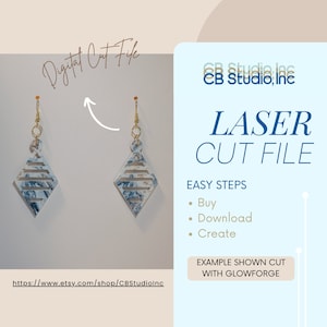 Design geometrico dell'orecchino pendente con diamante con otturatore per laser - *Download digitale SVG*