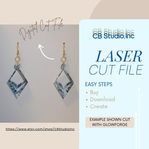Geometric Diamond Dangle Earring Design for Lasers - *SVG Digital Download*