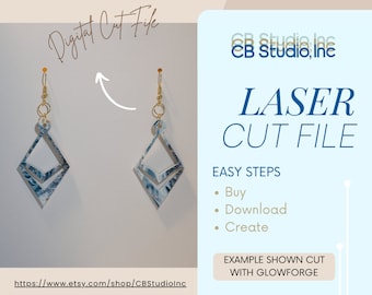 Geometric Diamond Dangle Earring Design for Lasers - *SVG Digital Download*