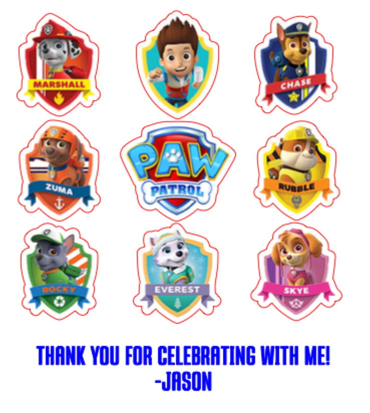 Personalized Paw Patrol Sticker Sheet Party Favor Etsy