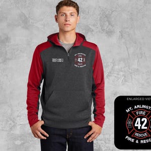 1/4 Zip Firefighter hoodie, firefighter job shirt, duty shirt, custom apparel for firefighters, first responder apparel