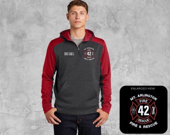 1/4 Zip Firefighter hoodie, firefighter job shirt, duty shirt, custom apparel for firefighters, first responder apparel