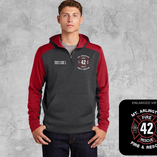 1/4 Zip Firefighter hoodie, firefighter job shirt, duty shirt, custom apparel for firefighters, first responder apparel