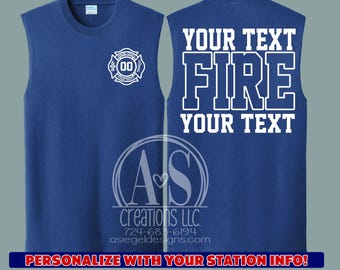 Custom Firefighter Sleeveless Shirt | Navy Duty Tee