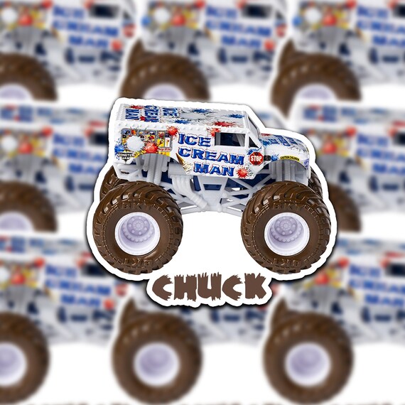 Personalized Ice Cream Man Monster Truck Sticker Etsy