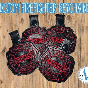 Firefighter Maltese Personalized Name Keychain