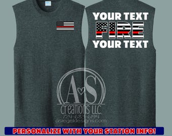 Custom Firefighter Sleeveless Shirt | Thin Red Line Duty Tee