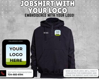 Custom Embroidered Logo 1/4 Zip Hooded Jobshirt