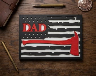 Firefighter themed photo | Father’s Day gifts | firefighter flag sign | birthday gifts