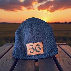 Leather Fire Patch Station Number Beanie