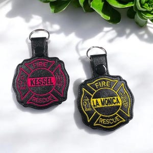Custom Maltese Cross Keychain – Personalized Name or Number, Firefighter Gift, Fire Department Keychain