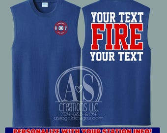 Custom Firefighter Sleeveless Shirt | Personalized Duty Tee, Navy