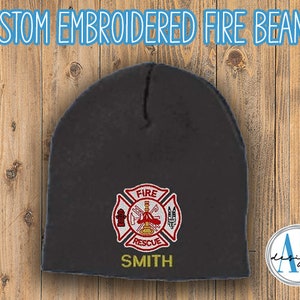 Custom Embroidered Firefighter Beanie, fire beanie, firefighter gift, men’s fire beanie, unisex fire beanie, custom hat