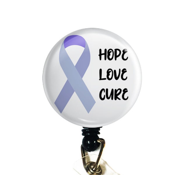 Periwinkle Ribbon ID Badge Nurse Retractable Badge Reels/ ID Badge Holder - Stomach Cancer Awareness