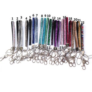 Rhinestone Bling 9.5" Wristlet LANYARDs con llavero y cierre para clave / identificación insignia / teléfono celular