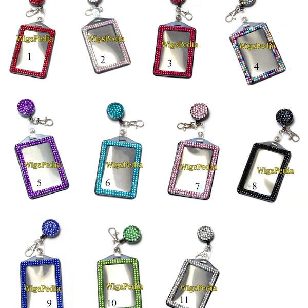 Bling Rhinestone VERTICAL Badge Holder + Retractable Badge REELs