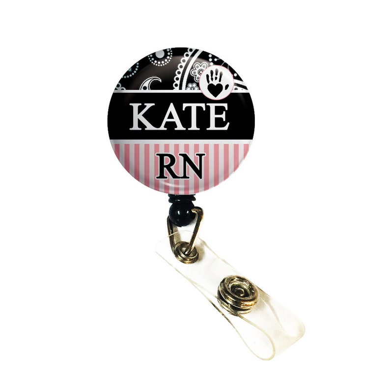 Custom Nurse Retractable Badge Holder Pink Nurse ID Badge Clip Rn Id Badge Staff Gift Personalized Badge Reel