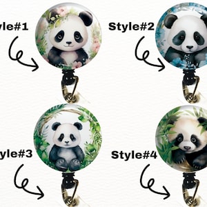 Baby Panda Retractable ID Badge, Nurse, Staff ID, Lanyard Badge Reel, Veterinarian, Teacher, Vet Tech - Baby Floral Panda