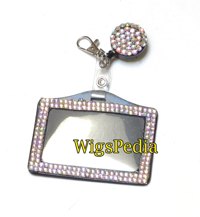 8-Piece Rhinestone Bling ID Badge Holder Set – Retractable Reel Clip, Vertical Design | Crystal Card Holder For Nurses, Office & Business - View #7