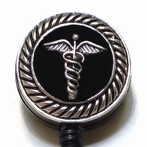 Retractable Badge Reel/ ID Badge Holder - Nurse Medical Doctor Symbol black Base