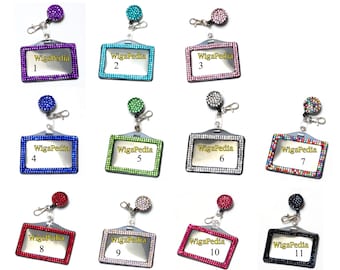 Bling Rhinestone HORIZONTAL Badge Holder + Retractable Badge REELs