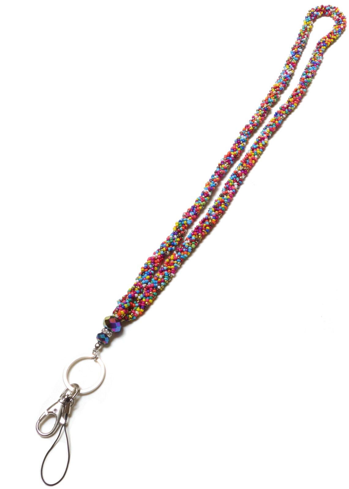 Braided Colored Bead LANYARD With Jeweled Accents With Etsy