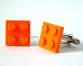 Groomsmen Gift - Orange Plate Cufflinks - Made with LEGO bricks - Mens Cufflinks - Gift for HIm - Best Man Gift - Dad