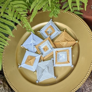 Mini Ojo de Dios - Fil tissé Art - Étiquettes cadeaux - Noël - Mariage - Ornements - Set de 7