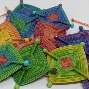 Rainbow - Mini Ojo de Dios - Woven Yarn Art - Garland - Gift Tags - Tree Ornaments -Set of 12 - LGBT - Gay Pride - CUSTOM ORDER
