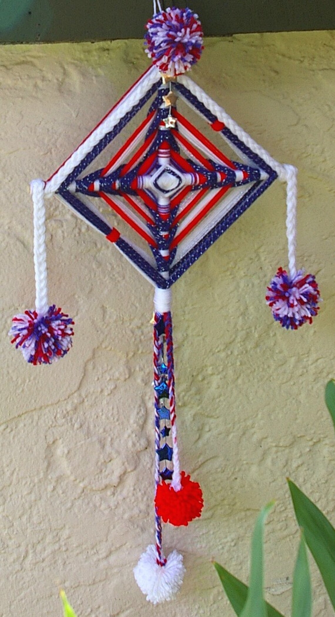 12 Ojo De Dios With Pom Poms Wall Hanging Woven Yarn - Etsy