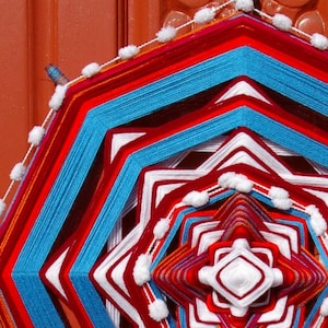 Arte de hilo tejido Mandala de 24" - Ojo de Dios para colgar en la pared