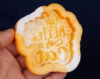 Life is Better with a Cat Silicone Resin Keychain Mold
