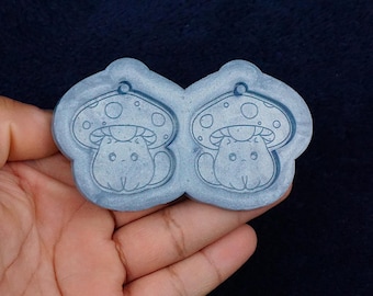 Mushroom Cat Silicone Resin Earring Mold